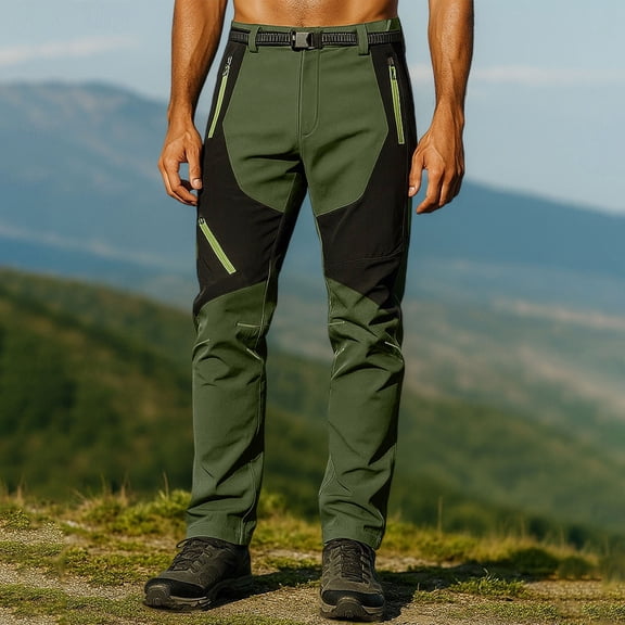 CQONEPT Mens Big and Tall Quick Dry Pants Durable Ripstop Hiking Camping Pant Travel Jogging Outdoor Pant with Zip Pockets Army Green 4XL