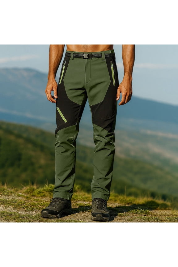 Mens Big and Tall Quick Dry Pants Durable Ripstop Hiking Camping Pant Travel Jogging Outdoor Pant with Zip Pockets Army Green L