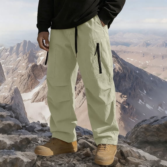 CQONEPT Mens Big and Tall Sherpa Fleece Pants Waterproof Pant Climbing Hiking Outdoor Winter with Multi Zip Pockets Beige 3XL