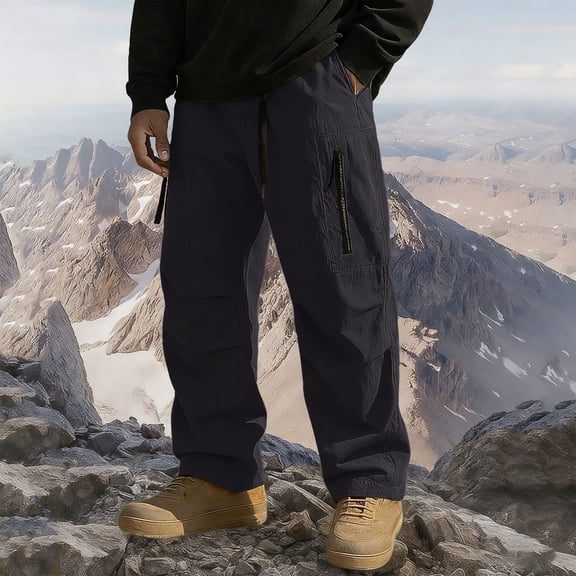 CQONEPT Mens Big and Tall Sherpa Fleece Pants Waterproof Pant Climbing Hiking Outdoor Winter with Multi Zip Pockets Black 4XL