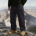 thumbnail image 1 of CQONEPT Mens Big and Tall Sherpa Fleece Pants Waterproof Pant Climbing Hiking Outdoor Winter with Multi Zip Pockets Black XL, 1 of 6