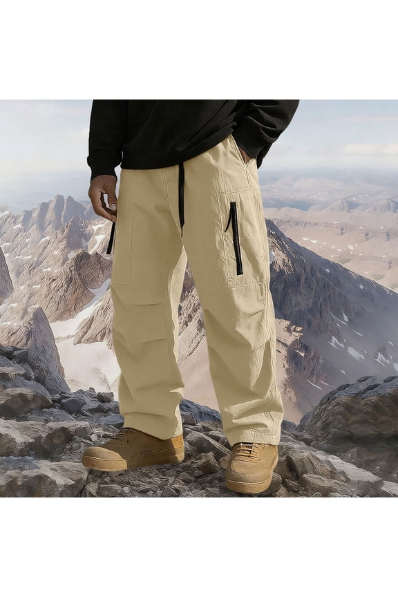 Mens Big and Tall Sherpa Fleece Pants Waterproof Pant Climbing Hiking Outdoor Winter with Multi Zip Pockets Khaki 5XL