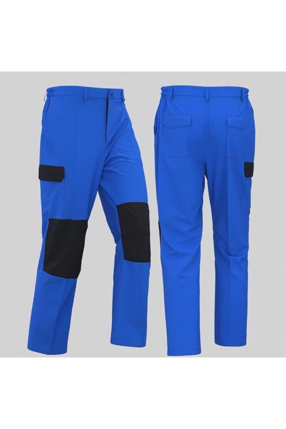 Mens Big and Tall Worker Pants with Pockets Breathable Patchwork Cargo Pant Workwear Waterproof Trousers Blue 5XL