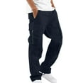 thumbnail image 1 of CQONEPT Mens Cargo Pants Lounge Loose Fit Elastic Waisted Pant Drawstrings Trendy Outdoor Trousers with Zip Pocket Navy XXL, 1 of 4