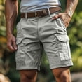 thumbnail image 1 of CQONEPT Mens Cargo Short Pants Ripstop Durable Workwear Short Pants with Multi Pocket Hiking Camping Short Pants Gray L, 1 of 6