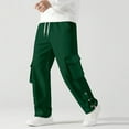 thumbnail image 1 of CQONEPT Mens Cargo Sweatpants Side Button Wide Leg Drawstring Pant Bootcut Fashion Trousers with Multi Pockets Green L, 1 of 6