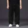 thumbnail image 1 of CQONEPT Mens Casual Denim Pants Wide Leg Elastic Waisted Y2k Jean Streetwear Trendy Loose Fit Outdoor Pant with Pockets Black 36, 1 of 5