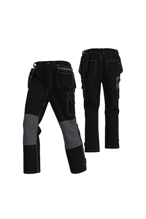 Mens Construction Pants Workwear Ripstop Durable Pant Waterproof Breathable Pant with Convenient Tool Pockets Black 2XL