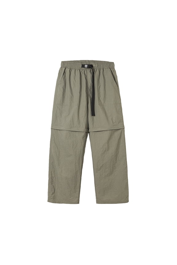 Mens Convertible Drawstring Pants Quick Dry Straight Leg Pants Casual Climbing Hiking Pant with Pockets Army Green M