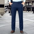 thumbnail image 1 of CQONEPT Mens Dress Pants Pull On Regular Slacks For Office Lounge Loose Fit Skinny Leg Slim Fit Office Slacks Pant with Pockets Dark Blue 38, 1 of 5