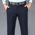 thumbnail image 1 of CQONEPT Mens Dress Pants Straight Leg Loose Fit Stretch Ice Silk Pants Business Casual Office Trousers with Pockets Navy 38, 1 of 6