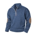thumbnail image 1 of CQONEPT Mens Fleece Lined Henley Sweatshirts 1/4 Zip Lapel Neck Pullover Tops Winter Trendy Comfy Jacket Navy 2XL, 1 of 4