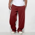 thumbnail image 1 of CQONEPT Mens Jogger Pant Drawstring Elastic Waisted Baggy Lounge Pant Straight Leg Y2k Outdoor Fleece Sweatpants with Pockets Wine M, 1 of 5