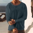 thumbnail image 1 of CQONEPT Mens Long Sleeve Tops Scoop Neck Casual Undershitrts Comfortable Basic Fall Fashion Pullover Tops Navy M, 1 of 6