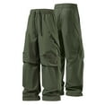thumbnail image 1 of CQONEPT Mens Parachute Pants Baggy Wide Leg Outdoor Pant Elastic Waisted Drawstring Outdoor Trousers with Pockets Army Green 3XL, 1 of 6