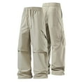 thumbnail image 1 of CQONEPT Mens Parachute Pants Baggy Wide Leg Outdoor Pant Elastic Waisted Drawstring Outdoor Trousers with Pockets White S, 1 of 6