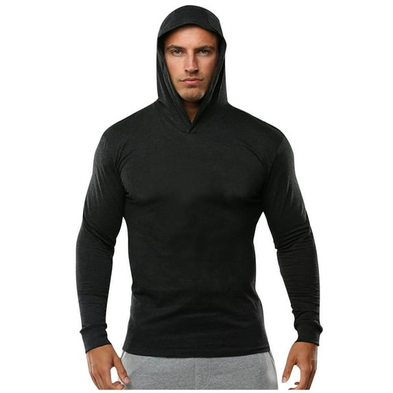 CQONEPT Mens Quick Dry Hoodies Athletic Casual Sweatshirts Lightweight Outdoor Skinny Comfy Hooded Black XL
