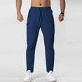 thumbnail image 1 of CQONEPT Mens Quick Dry Pants with Zip Pockets Breathable Athletic Running Pant Hiking Travel Outdoor Drawstring Pants Navy L, 1 of 6