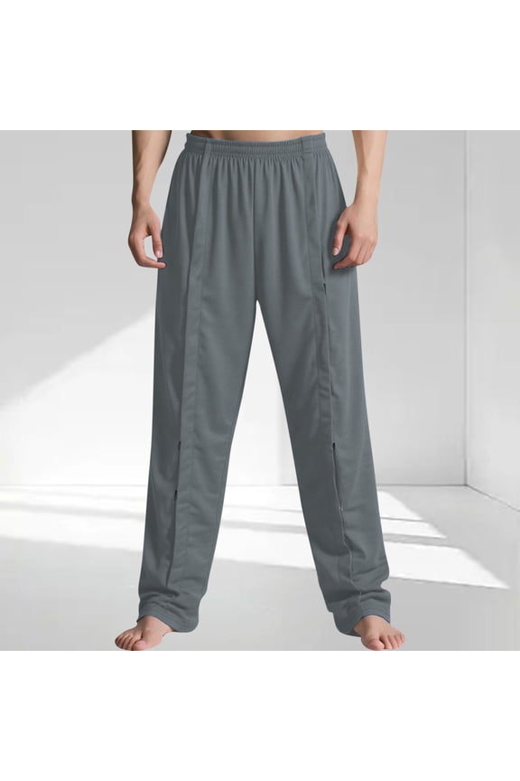 Mens Surgery Pants 2 Side Full Open Snap Tear Pant Elastic Waisted Side Split Baggy Breathable Trousers Dark Gray S