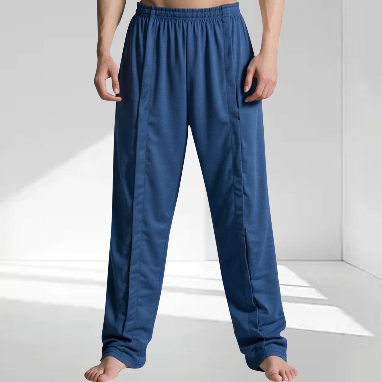 CQONEPT Mens Surgery Pants 2 Side Full Open Snap Tear Pant Elastic ...