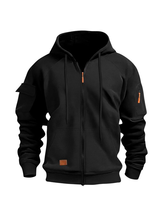Mens Sweatshirt Hooded Tactical Jacket Full Zip Essentials Hoodie Athletic Fall Fashion Winter Warm Coats with Multiple Pockets S