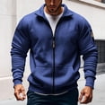 thumbnail image 1 of CQONEPT Mens Sweatshirts Full Zip Turtleneck Sweatshirts Outdoor Shackets Casual Clothes with Pockets Blue S, 1 of 6