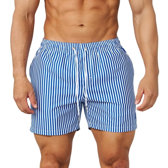 CQONEPT Mens Swim Trunks with Compression Liner Quick Dry Bathing Suit with Zipper Pockets No Chafing Swim Shorts Blue XL