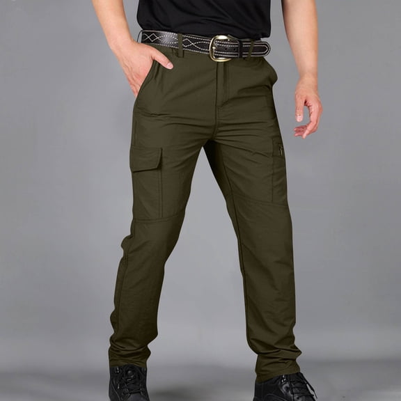 CQONEPT Mens Tactical Pants Casual Big and Tall Waterproof Loose Fit Cargo Pant Quick Dry Skinny Leg Camping Hiking Trousers with Pockets Army Green XXXXL