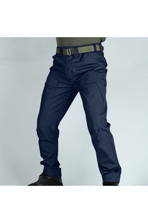 Mens Tactical Pants Lightweight Loose Fit Waterproof Cargo Pant Camping Hiking Construction Trousers with Pockets Navy M