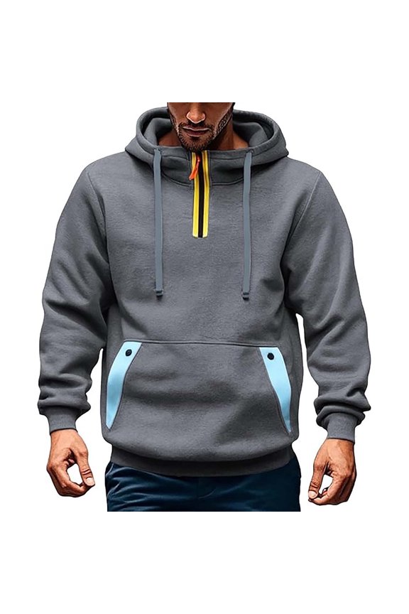 Mens Tactical Sweatshirts Henley Pullover Tops Turtleneck Drawstring Going Out Clothes with Pockets Dark Gray XL