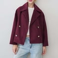 thumbnail image 1 of CQONEPT Mid Long Trench for Womens Double Breasted Peacoat Notched Collar Jacket Coats Open Front Warm Winter Overcoat Wine L, 1 of 4