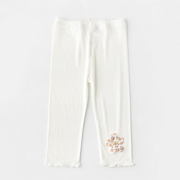 CQONEPT Modal Leggings for Teen Girls Lounge Loose Fit Pants Sleepwear Lightweight Soft Cozy Trendy Pants White 8 Years