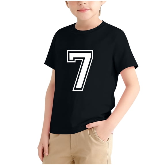 CQONEPT Number 7 T Shirt for Boys Girls Kids Sports Team Jersey Casual Short Sleeved Shirt Tees Tops Basketball Black 120