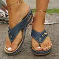 thumbnail image 1 of CQONEPT Orthopedic Sandals for Women Flip Flops Dressy, Summer Thong T-Strap Orthotic Wedge Comfortable Arch Support Platform Sandals Casual Walking Wedges Size 8.5 Blue, 1 of 8