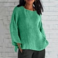 thumbnail image 1 of CQONEPT Oversize Blouse for Womens Linen Cotton Long Sleeve Shirts Dressy Casual Crewneck Tunic Tops Mint Green 3XL, 1 of 6