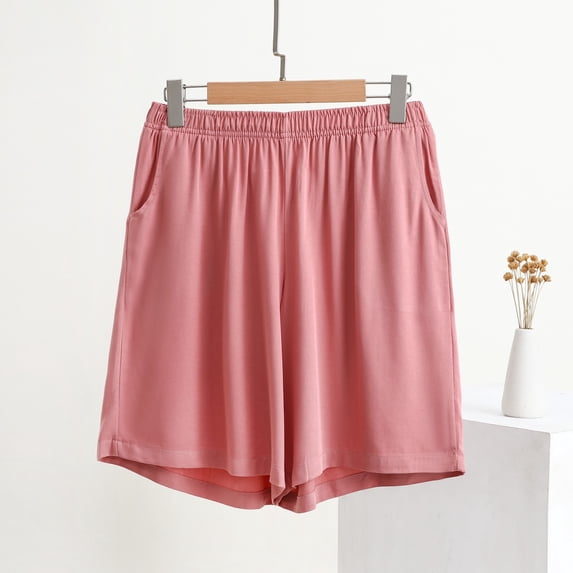 CQONEPT Oversize Shorts for Women Ice Silk Quick Dry Stretch Shorts Summer Workout Athletic Gym Pants with Pockets Watermelon Red 5XL