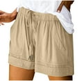thumbnail image 1 of CQONEPT Oversize Shorts fovr Womens Drawstring Casual Elastic Waist Lightweight Workouts Comfy Plus Size Shorts Khaki S, 1 of 5