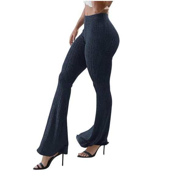 CQONEPT Oversize Yoga Knit Pants for Womens High Waist Bell Bottom Pant Butt Lifting Trendy Stretchy Pant Black 2XL