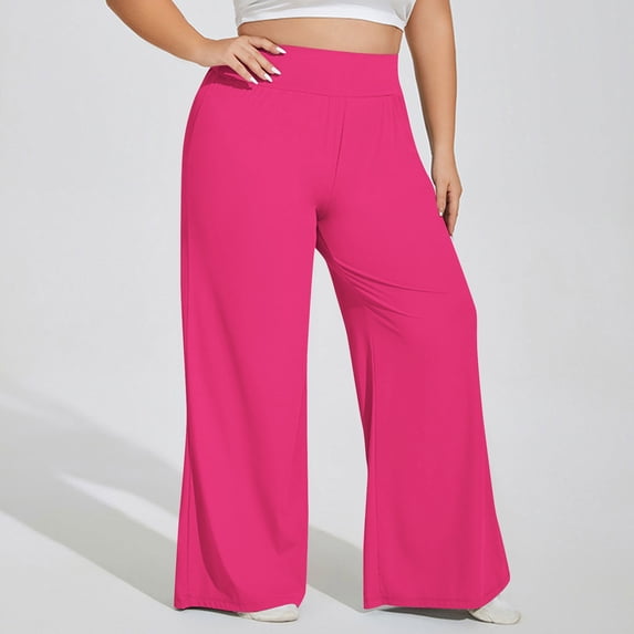 CQONEPT Oversize Yoga Pants for Womens Lounge Baggy Tummy Control Pants Workouts Running Stretchy Leggings Hot Pink XL