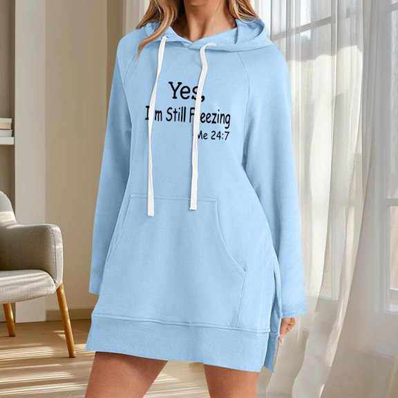 CQONEPT Oversized Hoodie Fleece Sweatshirt for Fall Winter Y2K Trendy Pullover Light blue M