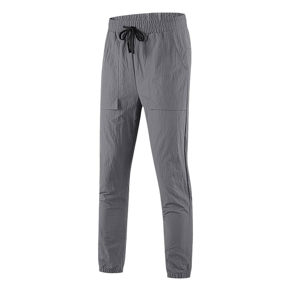 CQONEPT Pants for Mens Elastic Waisted Drawstring Slim Fit Casual Pant Skinny Leg Athletic Cycling Trousers with Pockets Gray 3XL