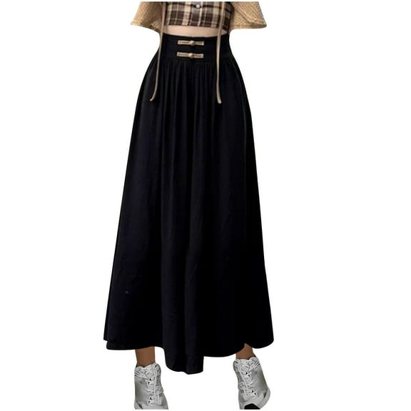 CQONEPT Pants for Womens Wide Leg Drawstring Casual Pant Elastic Waist Palazzo Streetwear Trousers with Pockets Black M