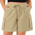 thumbnail image 1 of CQONEPT Plus Size Cargo Shorts for Womens Drawstring Elastic Waist Shorts Summer Fshion Clothes with Pockets Khaki 2XL, 1 of 6
