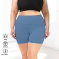thumbnail image 1 of CQONEPT Plus Size Womens Seamless Biker Shorts Stretch Casual High Waisted Lounge Tummy Control Athletic Yoga Shorts Blue 2XL, 1 of 7