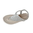 thumbnail image 1 of CQONEPT Rhinestone Flat Sandals,Women's Pearl Decor Clear Straps Open Toe Flat Sandals Elastic Ankle Strap Sandals Slip on Open Toe Cute Flat Sandals for Summer Beach Sandals White Size 8, 1 of 9