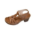 thumbnail image 1 of CQONEPT Rhinestone Sparkly Slide Sandals,Summer Strappy Flat Slip on Sandals Cross Strap Open Toe Summer Flat Shoes Brown Size 8.5, 1 of 9