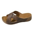thumbnail image 1 of CQONEPT Sandals Women Wedge Shoes: Comfortable Womens Orthopedic Sandal Dressy Summer Flip Flops Fashion Walking Wedges with Adjustable Brown Size 6.5, 1 of 9