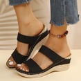 thumbnail image 1 of CQONEPT Sandals Women Wedge Shoes - Orthopedic Comfortable Arch Support Platform Sandals for Women Wedge Summer Dressy Flip Flop Casual Bunion Breathable Shoes Size 7 Black, 1 of 8