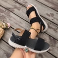 thumbnail image 1 of CQONEPT Sandals for Women Casual Walking Sandal Summer Roman Style Flat Sandals Elastic Strap Comfortable Open Toe Shoes Black 41, 1 of 6