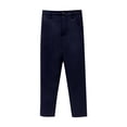 thumbnail image 1 of CQONEPT School Uniform for Boy and Girls Flat Front Youth Dress Pants Straight Leg Casual Solid Color Trousers with Pockets Blue 9 Years, 1 of 2